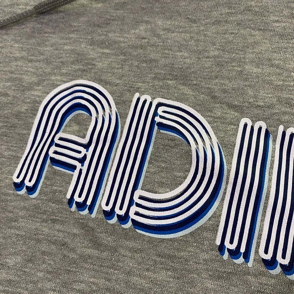 Adidas 3D Retro 70s Striped Logo Hoodie Mens XXL Gray Spell Out Disco Groovy NWT